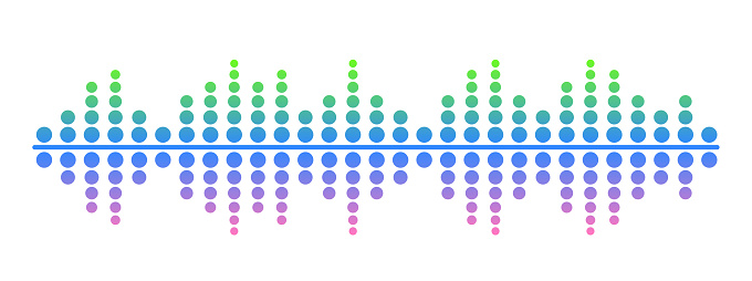 Sound Wave Symbol Features Evenly Spaced, Horizontal Line With Sinusoidal Dotted Waves That Peak And Trough Symmetrically, Visually Representing The Vibration That Propagate Sound. Vector Illustration