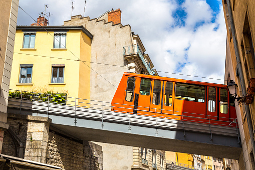 View at Old funicular in Lyon, France in a beautiful summer day