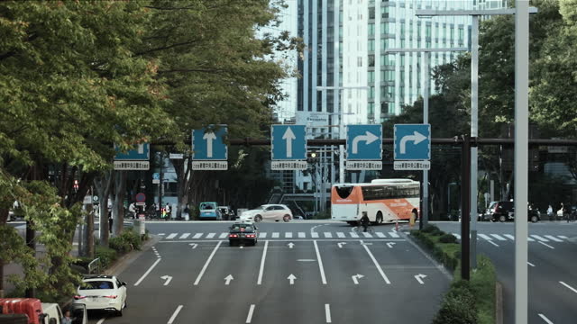 Cars Turning Through at Urban Intersection | Shinjuku, Tokyo, Japan