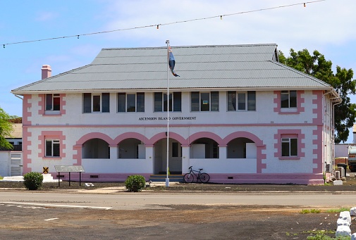 Main building of the the Ascension Island Government, in Georgetown on the British Overseas Territory of Ascension Island in the South Atlantic