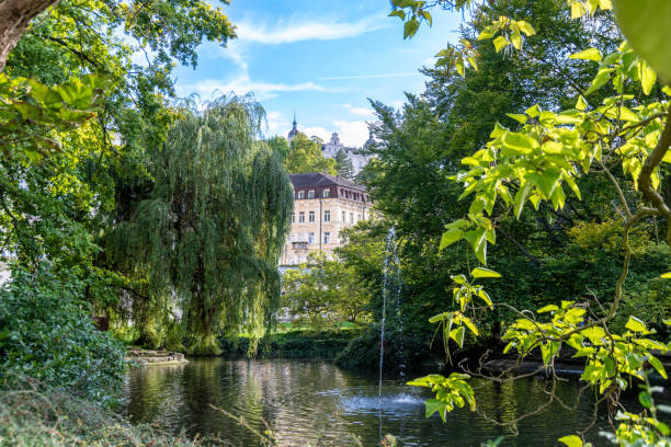 istock Tranquil Park Scene with Pond in Karlovy Vary, Czechia 2127619404