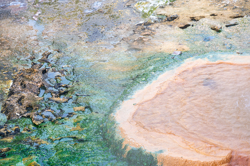 Colorful hot springs, rich with minerals, bubble in Karlovy Vary