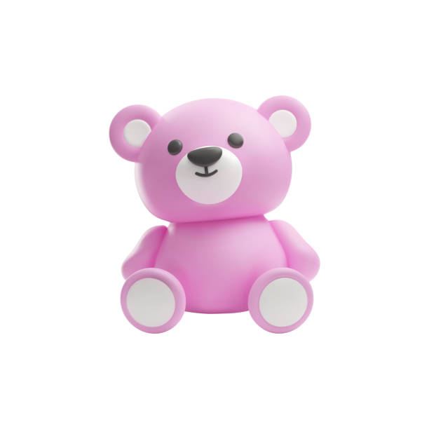 Stroller and teddy bear 3D vector Charming 3D set of baby essentials featuring a playful pink stroller and a cute teddy bear. Vector illustration perfect for children's themes. pink teddy bear stock illustrations