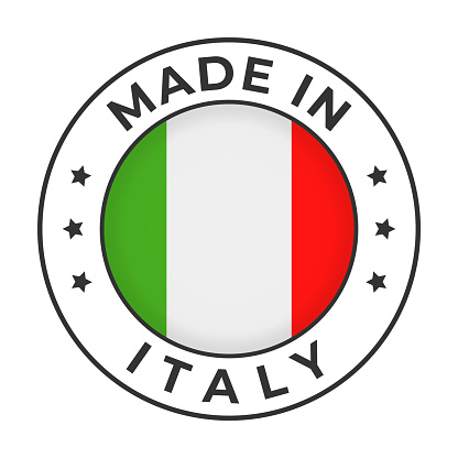 Made in Italy - Vector Graphics. Round Simple Label Badge Emblem with Flag of Italy and Text Made in Italy. Isolated on White Background