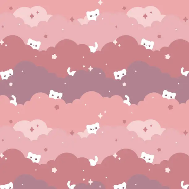 Vector illustration of Cute pink sky pattern