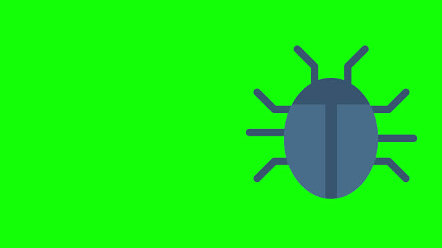 Blue beetle. The blue beetle on the right side of the screen moves its legs. The beetle crawls forward, but remains in one place. Alpha channel. Chroma key. 2d flat bright animation. Green screen