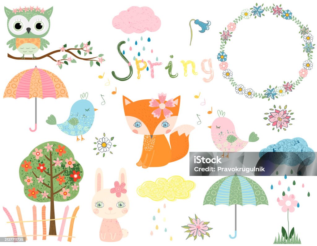 Cute Spring J Cute Collection For Spring And Summer With Animals And Design Elements ...