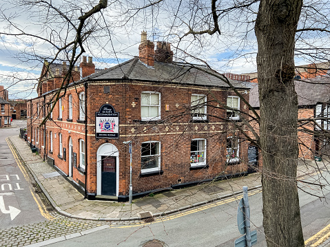View of a public house in the centre of Chester, UK.  There are no people in the photograph