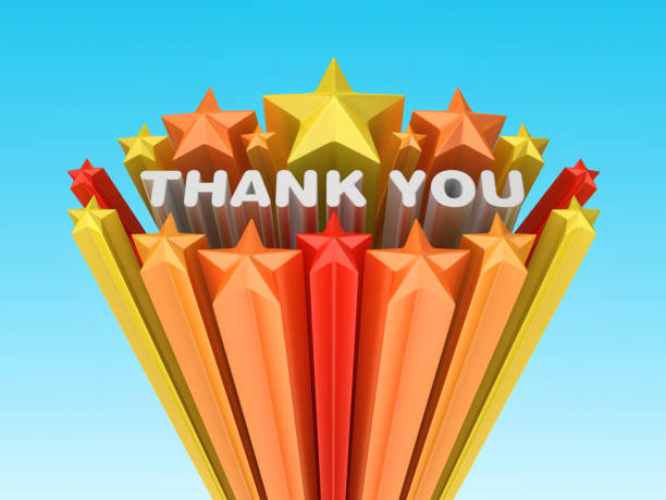 3D Stars with Thank You Word - Colored Background - 3D Rendering