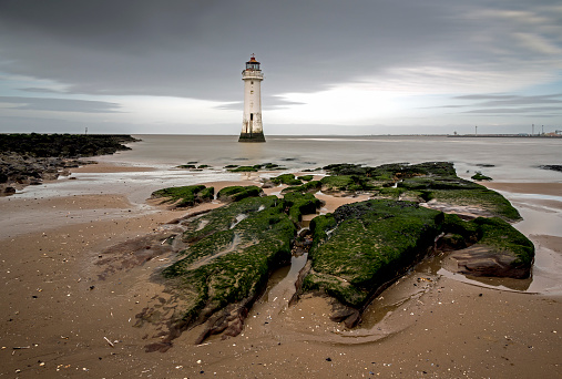 View of New Brighton Lighthouse, The Wirral, Merseyside.