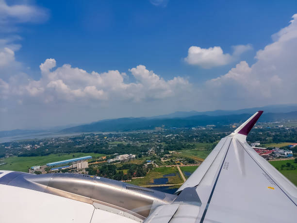 istock View of plane taking off from an airplane window 2127820616