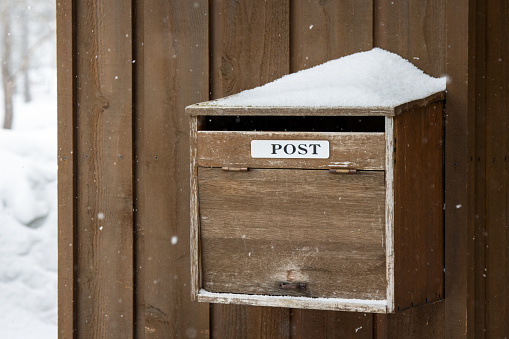 Winter Tranquility Snow Covered Post Box Mail Service Wooden