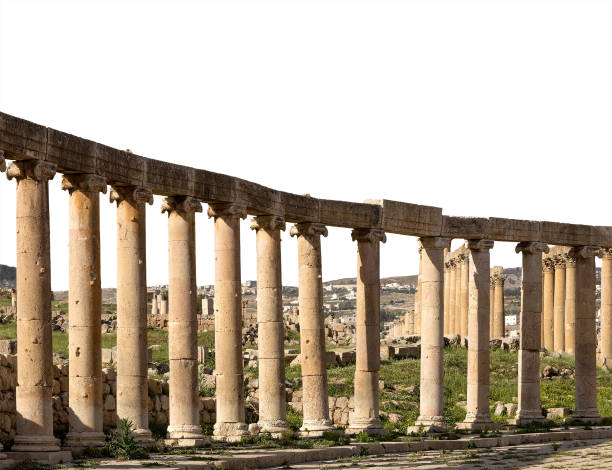 istock Forum (Oval Plaza) in Gerasa (Jerash), Jordan. Carved on white background 2127903337
