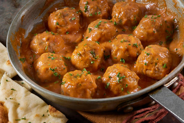 Butter Chicken Meatballs with Naan Bread