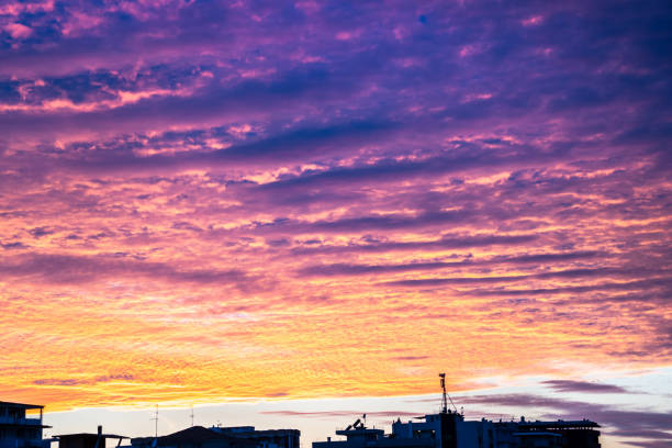 Amazing sunset on the Adriatic sea, Rimini, Italy