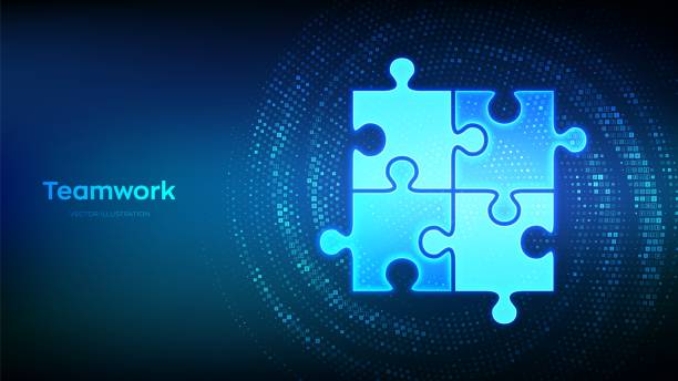 istock Teamwork icon made with currency symbols. Business Partnership. Global financial cooperation. Puzzle Team elements. Dollar, euro, yen and pound icons. Background with currency signs. Vector. 2127991568