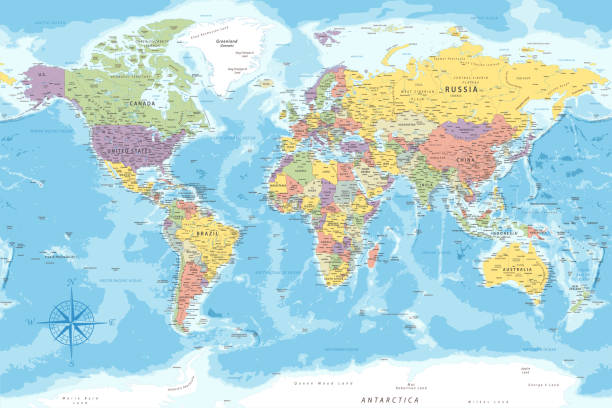 World Map - Highly Detailed Colored Vector Map of the World. Ideally for the Print Posters. World Map - Highly Detailed Vector Map of the World. Ideally for the Print Posters world map stock illustrations
