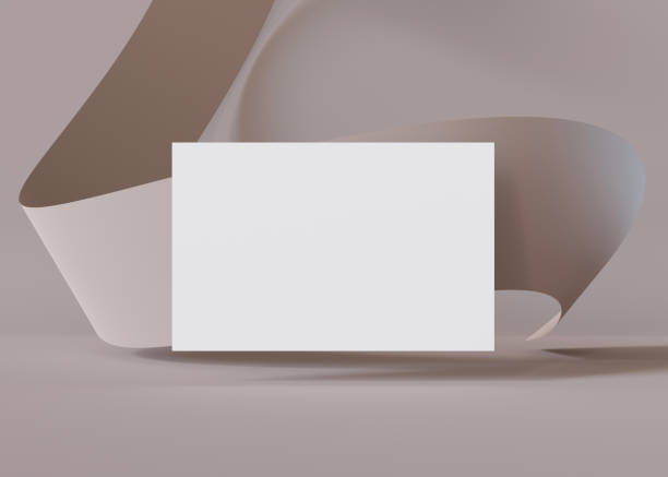 istock Blank white business card mockup floating against a soft, wavy beige backdrop, perfect for a clean and modern brand display. European size, 3,25 x 2,17 inch. Visiting, name card. 3D. 2128043528