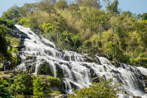 Beautiful Satoddi waterfall located in dense forest of Western Ghats in Uttara Kannada district in Karnataka state, India