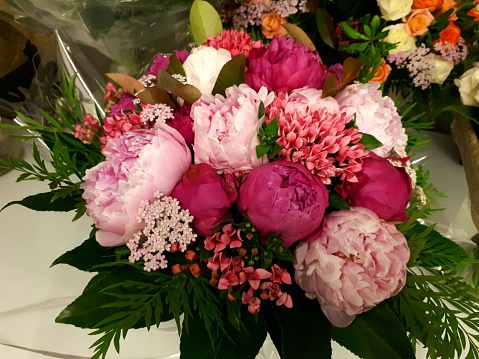 Flower boquets with peonies and lilies