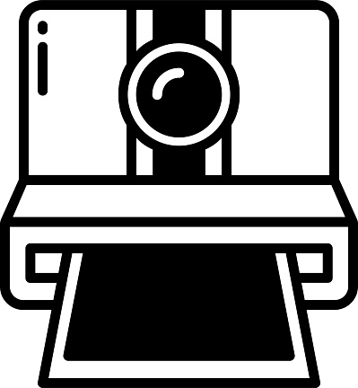 polaroid camera glyph and line vector illustration