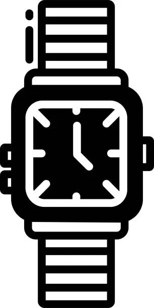 Vector illustration of Wrist Watch glyph and line vector illustration