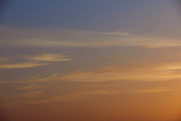 Mesmerizing beauty of sky and clouds during the transitional moments of sunset at Kadıköy, Istanbul in March 2024 . Colors changing from horizon to up.