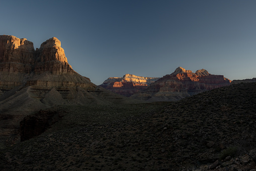 Marsh Butte Catches Morning Light In The Grand Canyon along the Boucher Trail