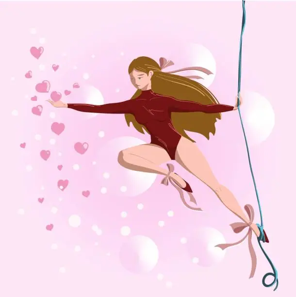 Vector illustration of A girl on a rope