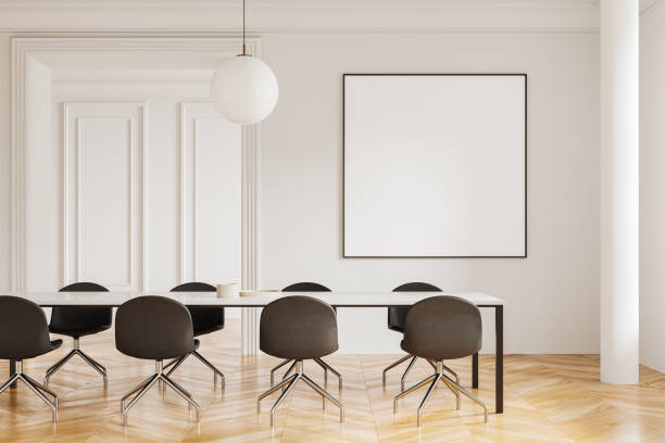 istock White office board room interior with poster 2128277523