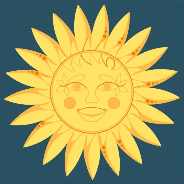 Vector illustration of sun in Slavic style