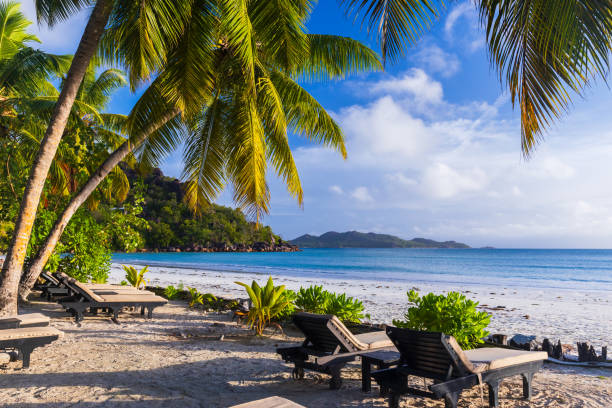 istock Cote D'Or Beach, Praslin island, Seychelles. Seaside view 2128294279