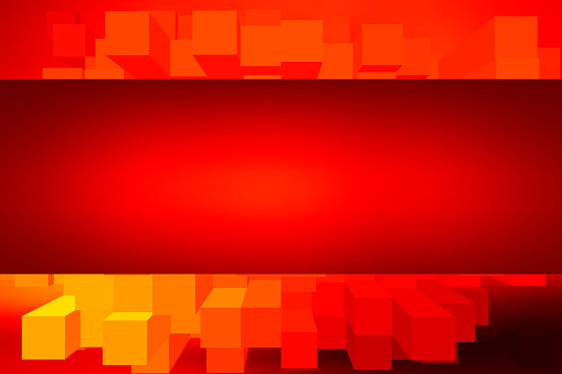 Abstract blocks frame in red colors with space for copy.