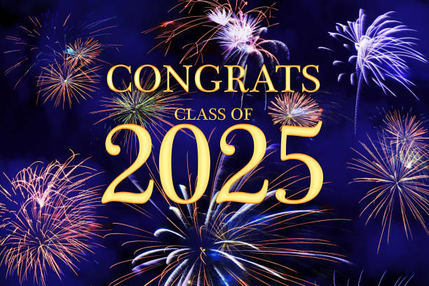 istock CONGRATS CLASS of 2025 lettering with beautiful fireworks 2128359450
