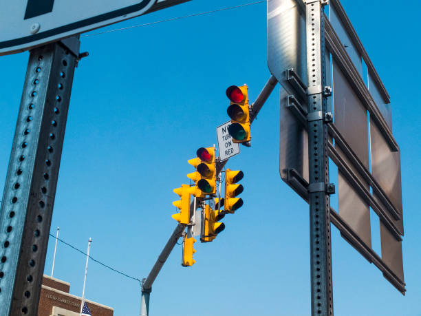 istock Street Road Traffic Light Instersection With Blue Sky Background 2128449742