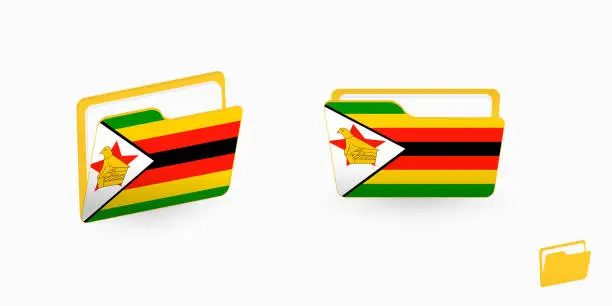 Vector illustration of Zimbabwe flag on two type of folder icon.