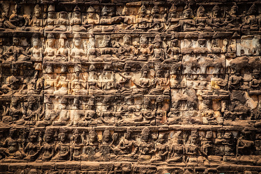 Cambodian Ancient Wall Background restored
