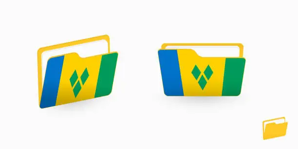 Vector illustration of Saint Vincent and the Grenadines flag on two type of folder icon.