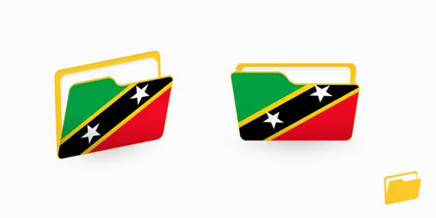 Vector illustration of Saint Kitts and Nevis flag on two type of folder icon.