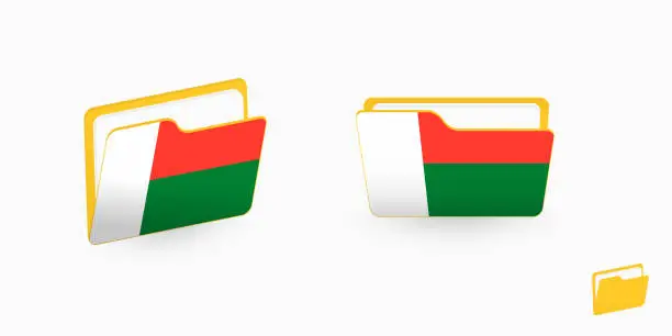 Vector illustration of Madagascar flag on two type of folder icon.