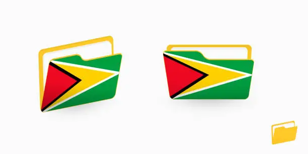 Vector illustration of Guyana flag on two type of folder icon.
