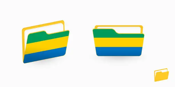 Vector illustration of Gabon flag on two type of folder icon.