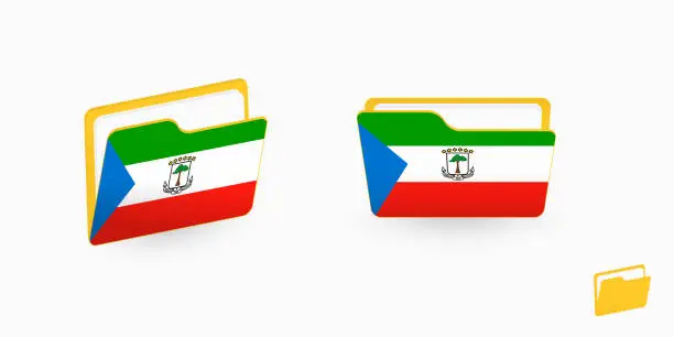 Vector illustration of Equatorial Guinea flag on two type of folder icon.