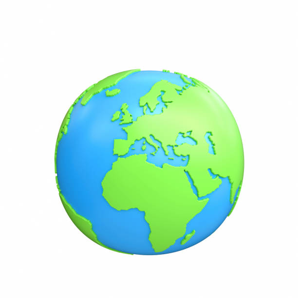 rendu 3d cartoon planète terre sur fond blanc. - objects with clipping paths continent 3d render map photos et images de collection