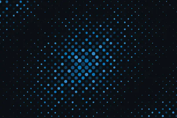 Vector illustration of Diagonal circle pattern background - geometric vector illustration from blue circles. Abstract halftone blue circle pattern background, Vector modern futuristic texture for posters.