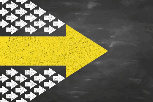 illustrations, cliparts, dessins animés et icônes de leadership concepts with arrows on blackboad background - modèle social