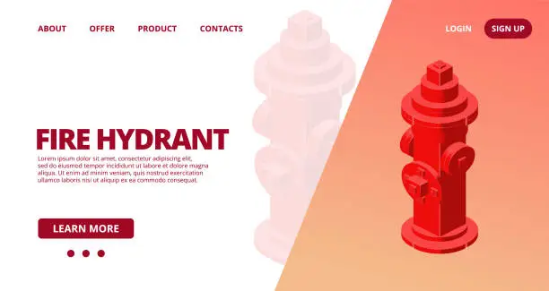 Vector illustration of Web template with a fire hydrant. Vector