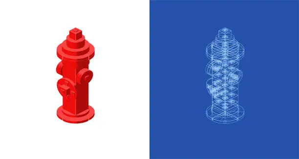 Vector illustration of Fire hydrant project for print and decoration. Vector clipart.