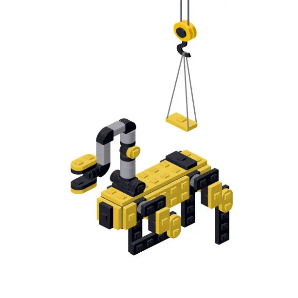 Vector illustration of Robot dog production concept on white background. Vector