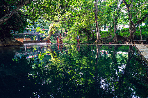 radon pool in Kanchanaburi Province, river Kwai. Thailand. July 5, 2023.